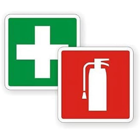 2" Fire Extinguisher / First Aid Kit Vinyl Decals / Stickers Pair
