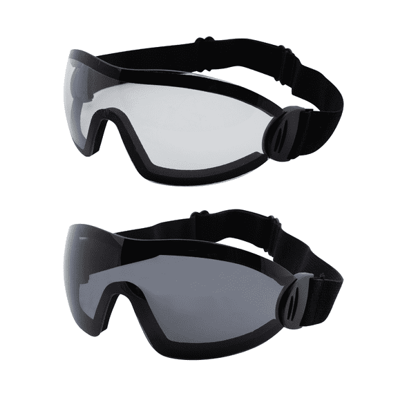 2 Flare Padded Riding Goggles Black & 1 Clear Lens & 1 Smoke Lens