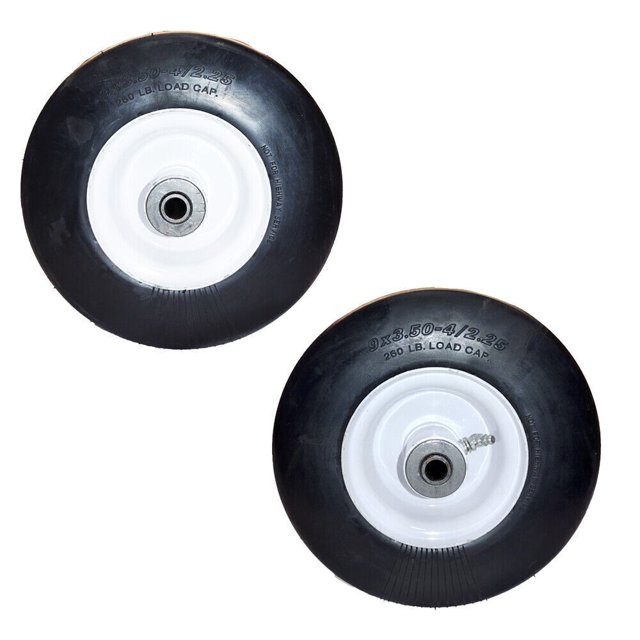 2 Flat Free Solid Tires Front Caster Wheel 9x3.50-4 Fits Ferris 1521181 5021181