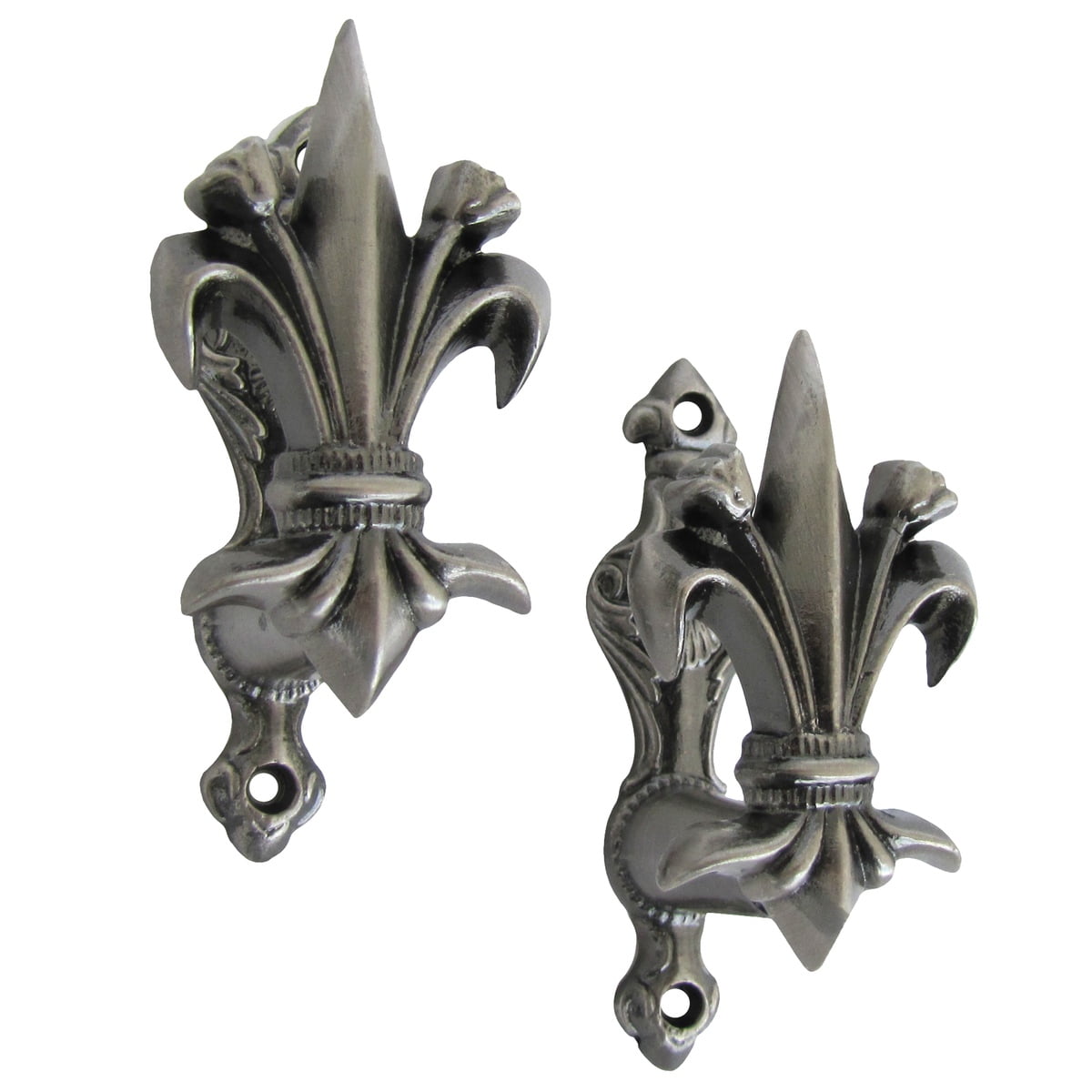 2 Fleur De Lis Pewter Wall Mount Gun, Rifle, Weapon Hooks 2 Fleur De Lis Pewter Wall Mount Gun, Rifle, Weapon Hooks