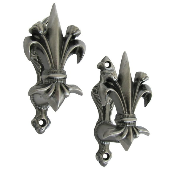 2 Fleur De Lis Wall Mount Weapon Hooks Gun Rifle Holder Knife Sword Hanger Set