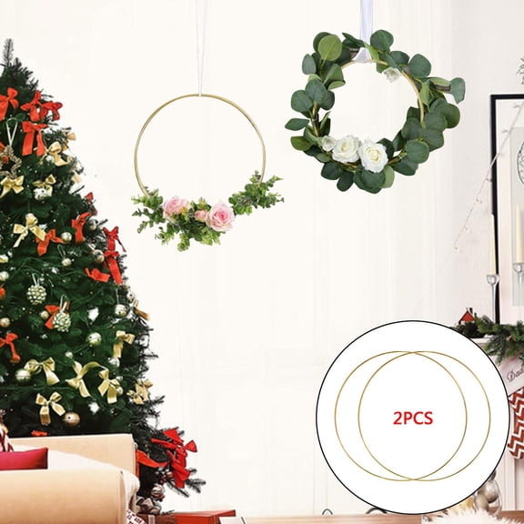 2 Floral Hoop Craft Catcher Gold Macrame s for Christmas Wedding Wall Hanging 3.5mm Wire - 25cm