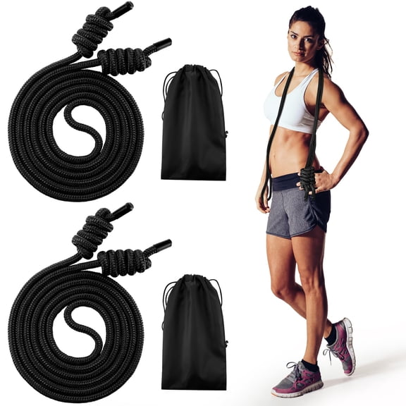 2 Flow Rope For Fitness Double Woven Workout Adjustable Length Jump Working Out Men Women Exercise Gym Indoor Outdoor Beginner 9 Ft