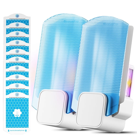 2 Flying Insect Traps+10 Refill Cartridges 2026 2nd Gen Fruit Fly Indoor Gnat Killer Plug-in Multi-spectrum Led No-mess Zapper 7*24hrs Pest Control Plant & Pet Safe