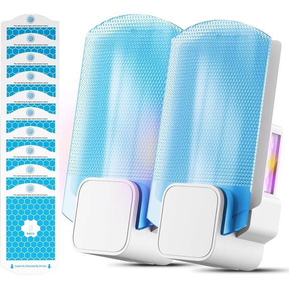 2 Flying Insect Traps+10 Refill Cartridges, 2026 2nd Gen, Fruit Fly Trap Indoor, Gnat Killer Plug-in, Multi-Spectrum LED Flying Insect Trap, No-Mess Bug Zapper, 7*24hrs Pest Control, Plant & Pet Safe