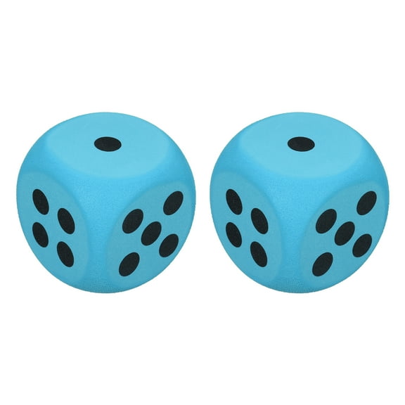2 Foam Dice, 3.8cm/1.5 Eva 6-Sided Dice Stress Ball Squeezable Blocks for Board Games Relieve Stress Anxiety (Blue)
