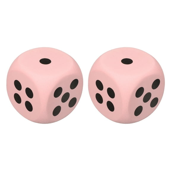 2 Foam Dice, 3.8cm/1.5 Eva 6-Sided Dice Stress Ball Squeezable Blocks for Board Games Relieve Stress Anxiety (Pink)