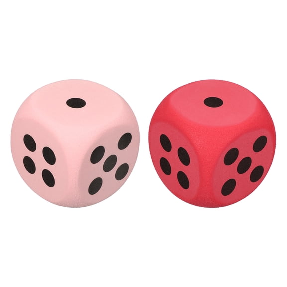2 Foam Dice, 3.8cm/1.5 Eva 6-Sided Dice Stress Ball Squeezable Blocks for Board Games Relieve Stress Anxiety (Red, Pink)