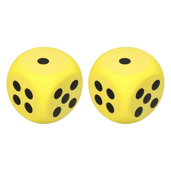 2 Foam Dice, 3.8cm/1.5 Eva 6-Sided Dice Stress Ball Squeezable Blocks for Board Games Relieve Stress Anxiety (Yellow)