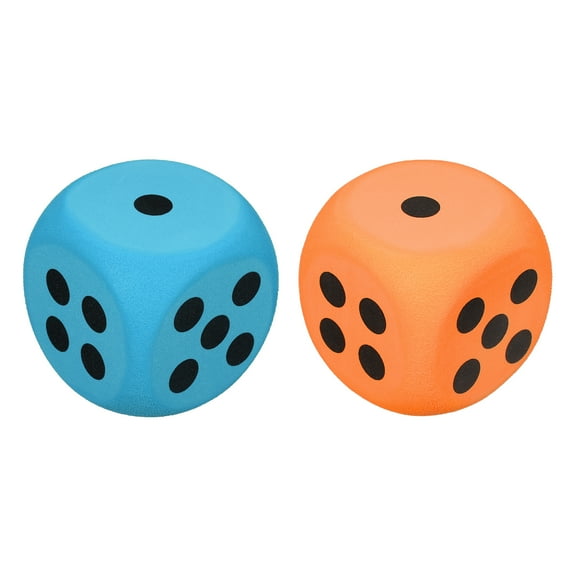 2 Foam Dice, 6cm/2.36 Eva 6-Sided Dice Stress Ball Squeezable Blocks for Board Games Relieve Stress Anxiety (Orange, Blue)