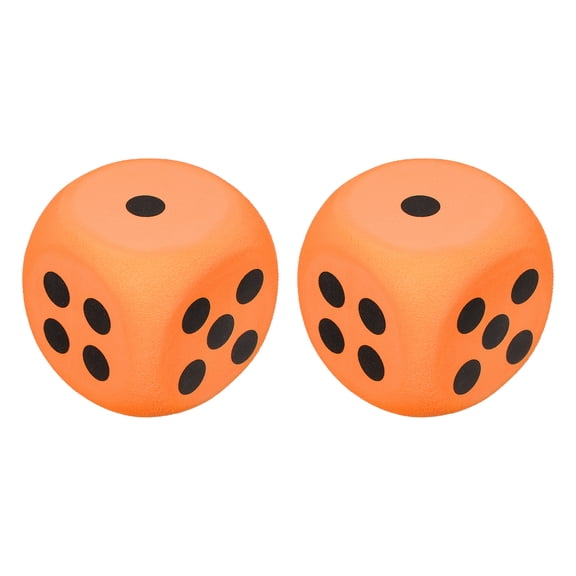 2 Foam Dice, 6cm/2.36 Eva 6-Sided Dice Stress Ball Squeezable Blocks for Board Games Relieve Stress Anxiety (Orange)