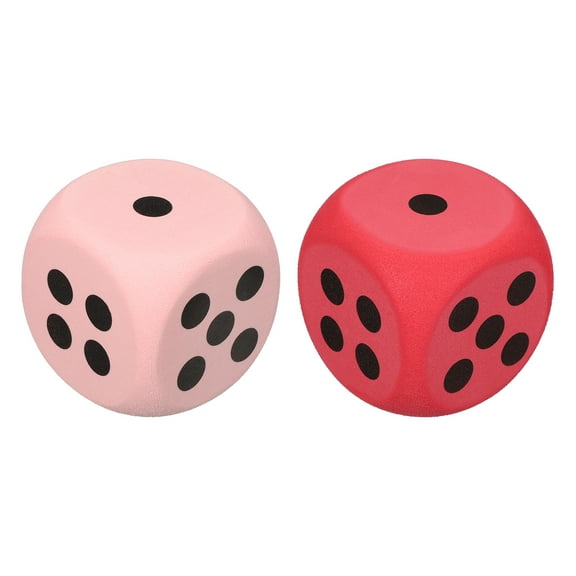 2 Foam Dice, 6cm/2.36 Eva 6-Sided Dice Stress Ball Squeezable Blocks for Board Games Relieve Stress Anxiety (Red, Pink)