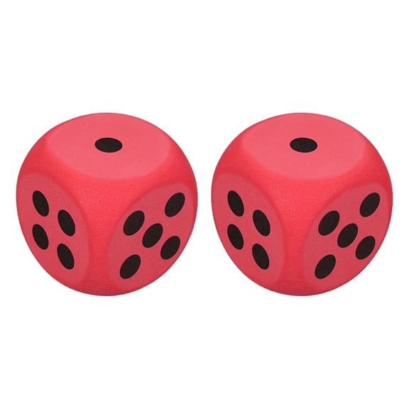 2 Foam Dice, 6cm/2.36 Eva 6-Sided Dice Stress Ball Squeezable Blocks for Board Games Relieve Stress Anxiety (Red)