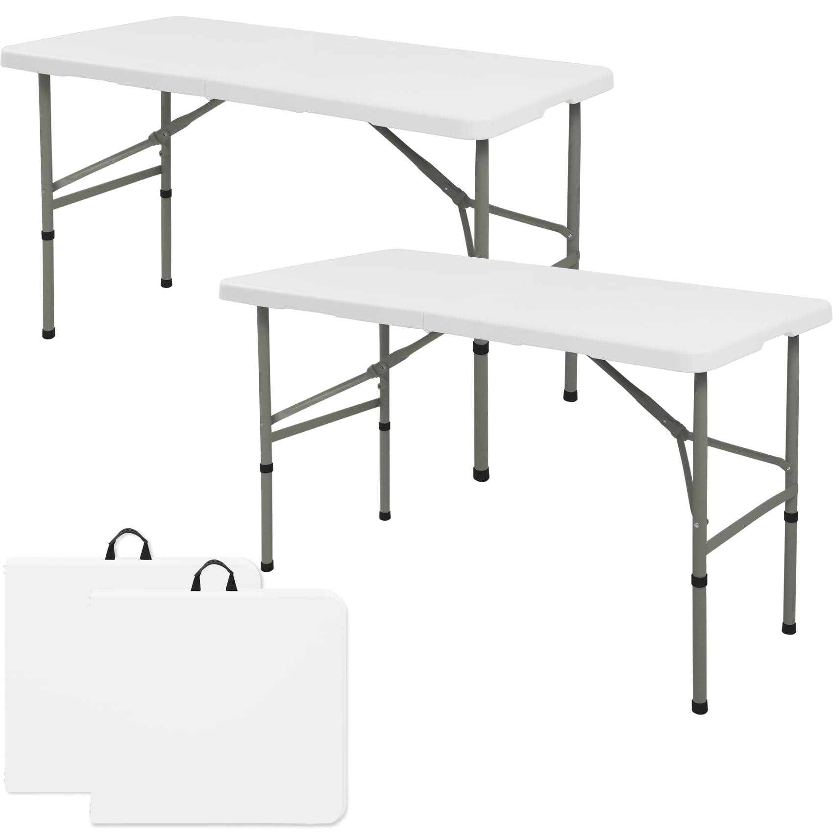 2 Folding Table 4FT Camping Table Portable Heavy Duty Plastic ...