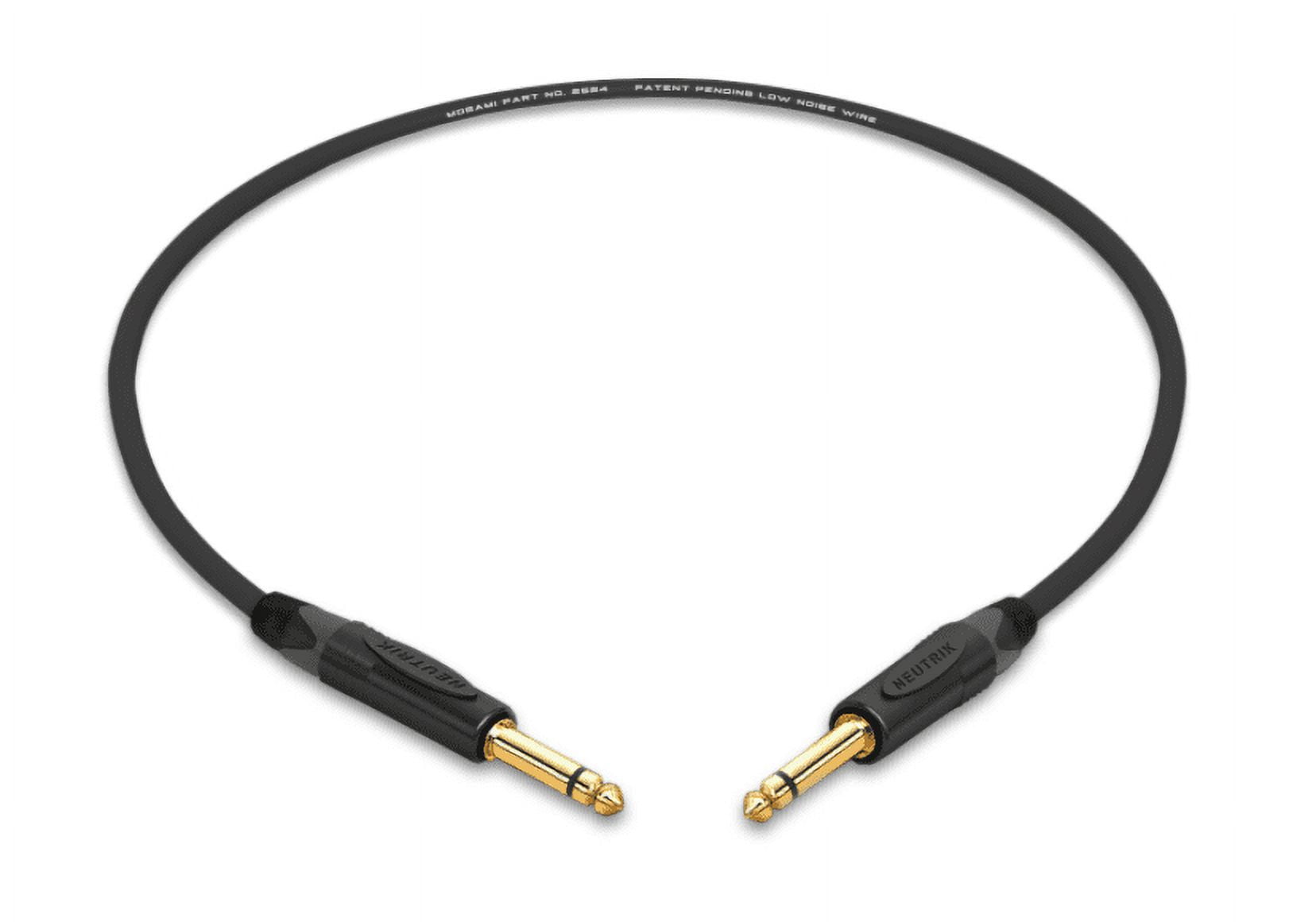 2 Foot -Mogami 2524 Instrument Cable| 1/4" TS to TS| Neutrik Gold | Grey Boots