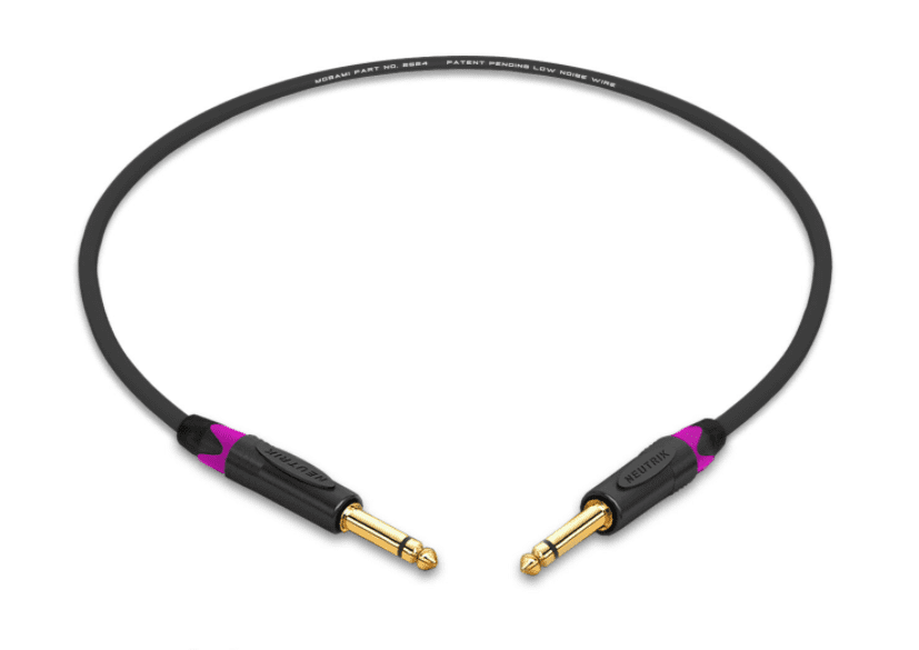 2 Foot -Mogami 2524 Instrument Cable| 1/4" TS to TS| Neutrik Gold | Violet Boots