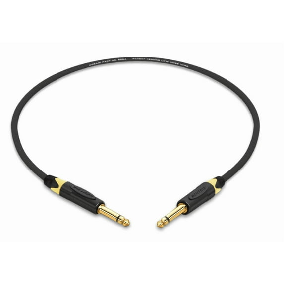 2 Foot -Mogami 2524 Instrument Cable| 1/4" TS to TS| Neutrik Gold | Yellow Boots
