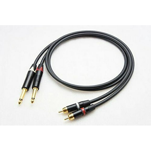 2 Foot -Mogami 2534 Quad Stereo Pair (L, R) | Neutrik Gold TS to RCA