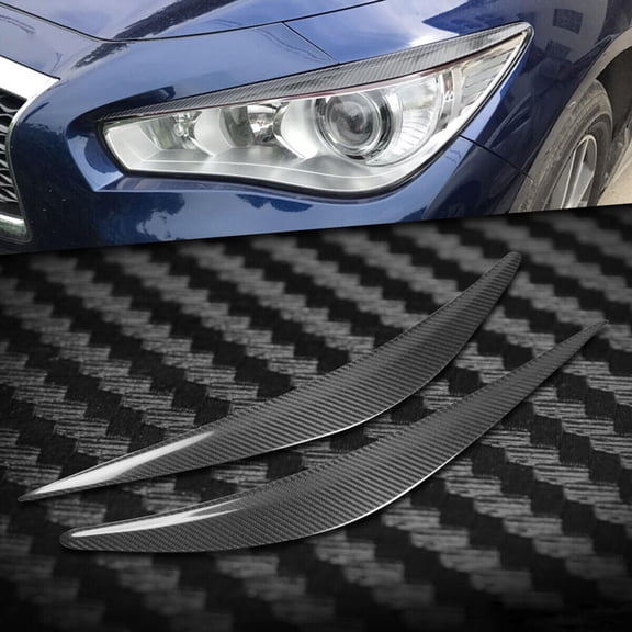 2 For 2014-2020 INFINITI Q50 Carbon Fiber Headlight Eyelid Trim Cover Eyebrows