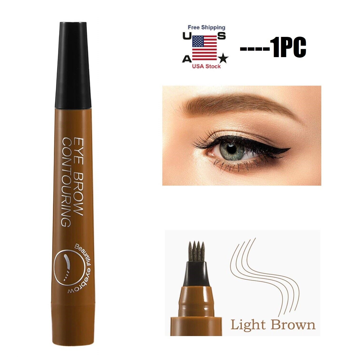 2× Fork 3D Eye Brow Pencil Waterproof Microblading Tattoo Eyebrow Ink Pen Makeup