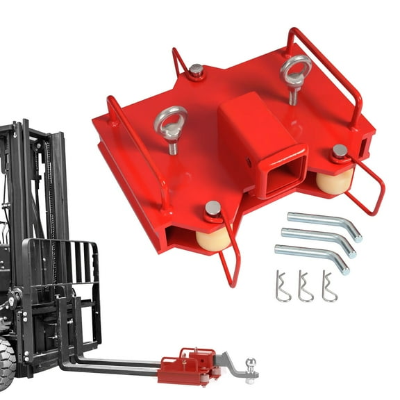 2'' Forklift Trailer Hitch Receiver Dual Pallet Forks Towing Adapter Attachment