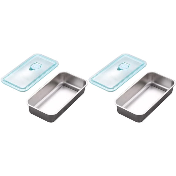 2 Fresh-Keeping Boxes Clearance! S Tainless Preservation Box with Lid Snack Box Seasoning Dish with Lid Partitioned Kimchi Box Lunch Box