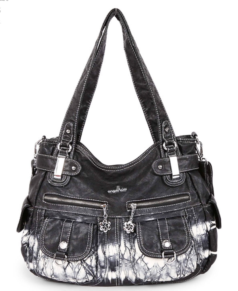 2 Front Pockets Large Soft Washed Leather Handbag Soft leather