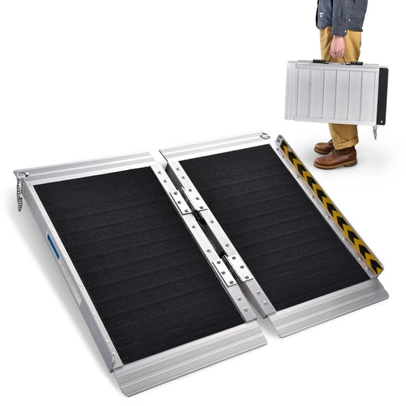 Yescom 2 Ft Aluminum Wheelchair Ramp Folding Mobility Scooter Anti-slip 600 Lbs Home