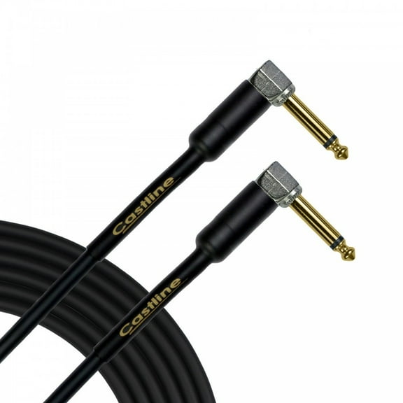 2 Ft Castline Gold 1/4" TS Right Angle to 1/4" TS Right Angle Unbalanced Patch Cable Mogami 2524