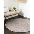 thumbnail image 1 of 2 Ft Round Gray Jute Area Rug | Handmade | Solid Farmhouse Design | Natural Jute Rug for Living Room | Dining Room | Bedroom | Kitchen | Hallway | Entryway, 1 of 5