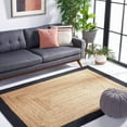 thumbnail image 1 of 2 Ft Square Black & Natural Jute Area Rug | Handmade | Solid Farmhouse Design | Natural Jute Rug for Living Room | Dining Room | Bedroom | Kitchen | Hallway | Entryway, 1 of 5