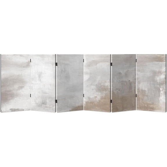 2 Ft Tall 6-Panel Hand Painted Canvas Folding Room Divider Screen, Freestanding Privacy Partition