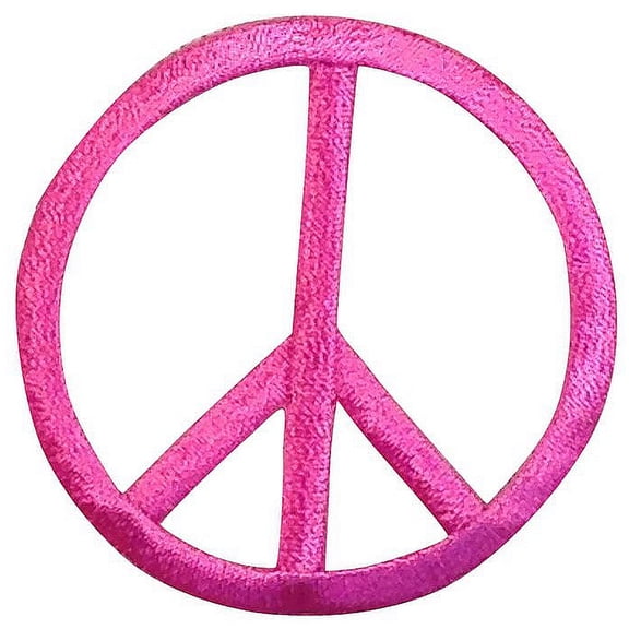 2" Fuchsia/Hot Pink Peace Sign - Iron on Applique/Embroidered Patch