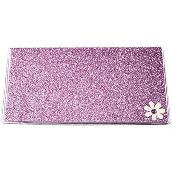 2 Full Years Glitter Lavender Purple with White Flower Pocket Calendar 2026 2027 Planner with Note Pad