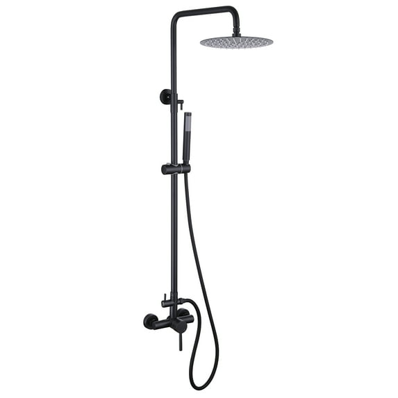 2-Function Outdoor Shower System, Wall Mounted Shower Faucet Set with Rough-in Valve