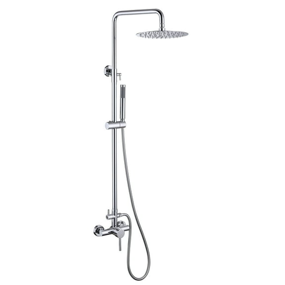 2-Function Outdoor Shower System, Wall Mounted Shower Faucet Set with Rough-in Valve