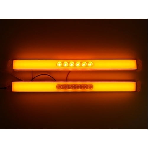 (2) " GLO BAR " Clear Amber 28 LED 17" Trailer Truck Marker Turn Signal Lights