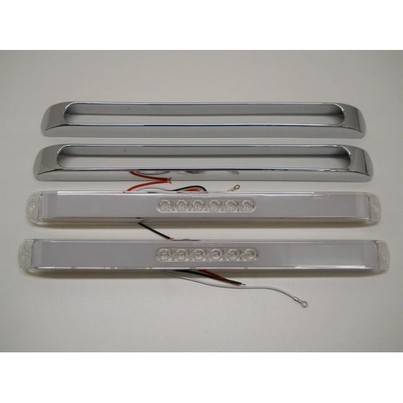 (2) " GLO BAR " Clear Red 28 LED 17" Trailer Stop Turn Brake Tail Lights /Chrome