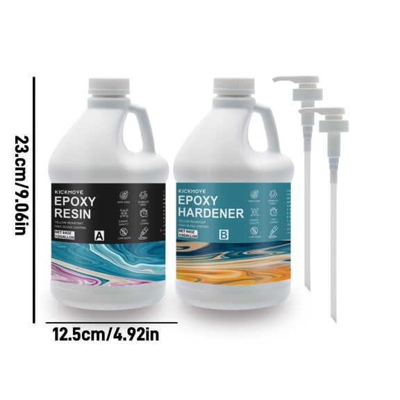 2 Gallon/1 Gallon Epoxy Resin Kit with Pumps, Clear 2 Part Resin High Gloss for Casting Coating, Countertop, Table Top, Resin Art DIY Handcraft Jewelry