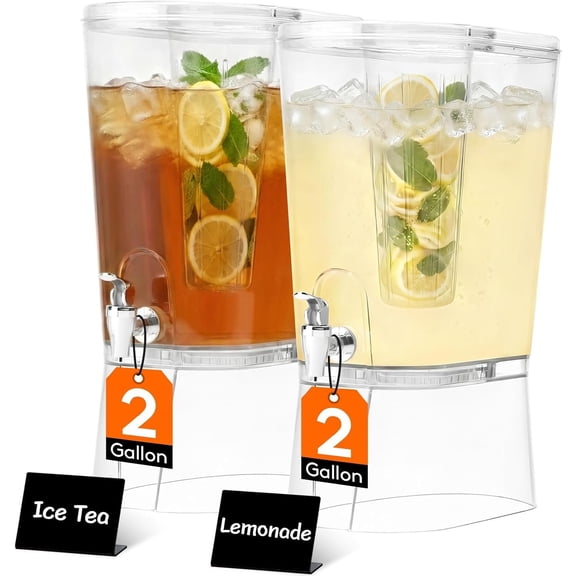 2 Gallon 8L BPA-Free PET Beverage Dispenser With Filter Column Leak Proof Spigot Acrylic Label Tag For Cold Fruit Drinks