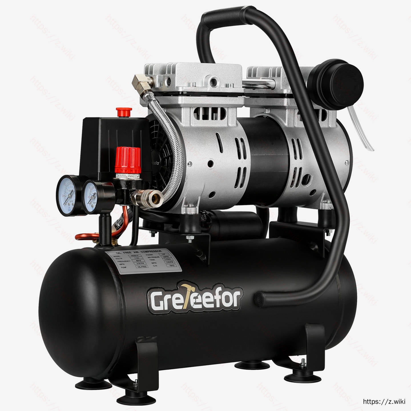2 Gallon Air Compressor Portable 60 dB 1HP OilFree 2.5 CFM90 PSI