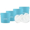 2 Gallon Aqua Buckets Pails With Lids(Pack Of 4) Food Grade BPA Free