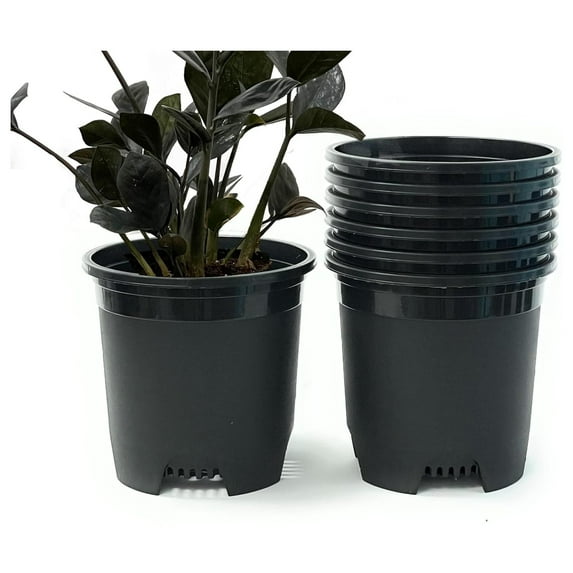 2 Gallon Black Nursery Pot Plastic 6-Pack Planter Pots Pot Liners for Outdoor Indoor Plants Gardening Flower Pots with Drainage Holes 6-Pack 2 Gal