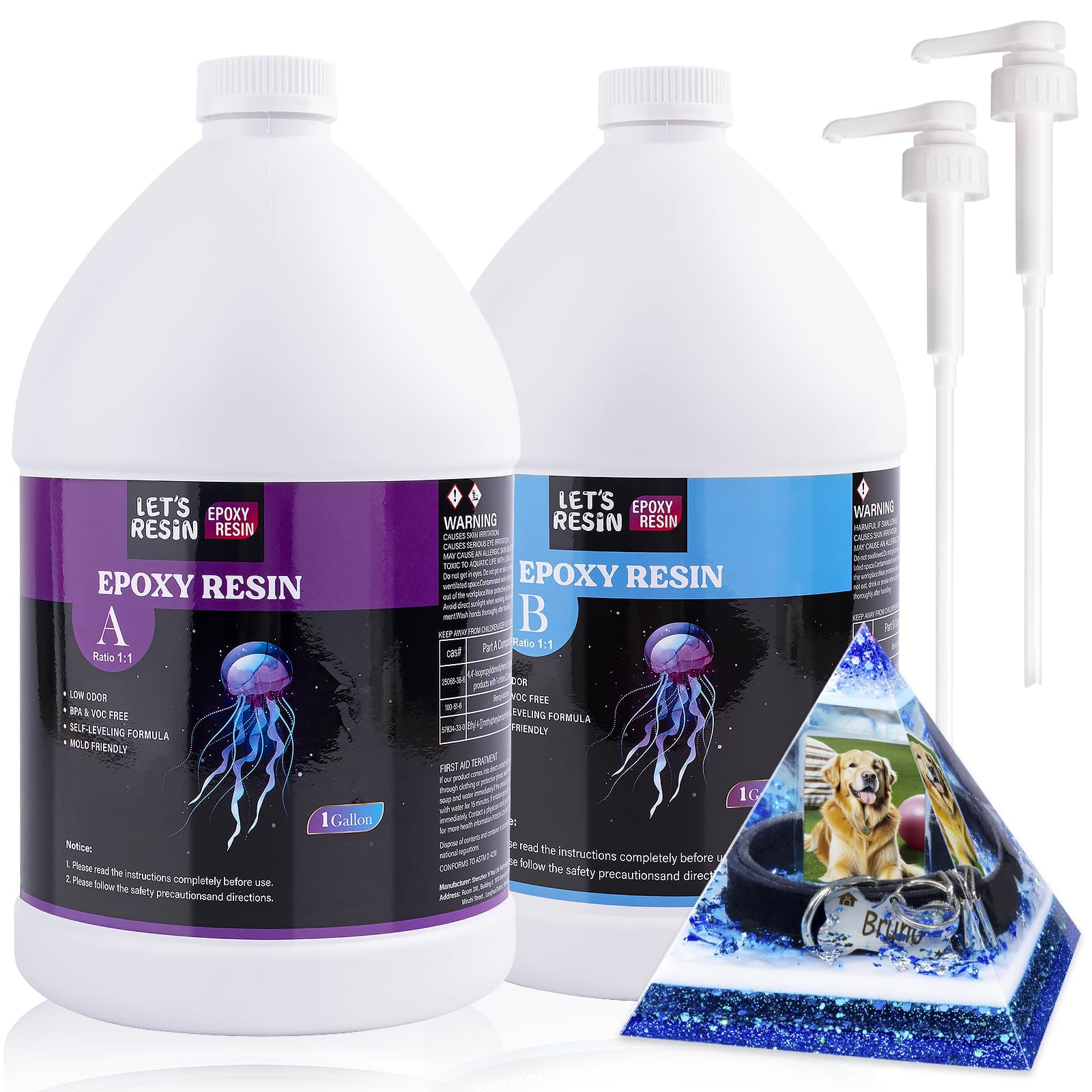 2 Gallon Epoxy Resin with Pumps, Bubble Free Resin Epoxy Kit, Crystal ...