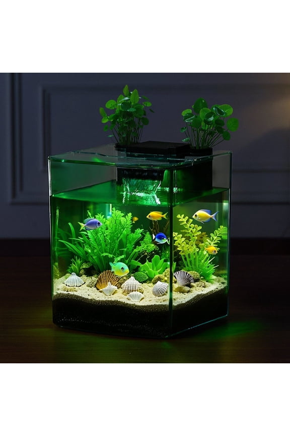 2 Gallon GPPS Fish Tank - Smart Arch Self-Cleaning Aquarium with 3 LED Colors