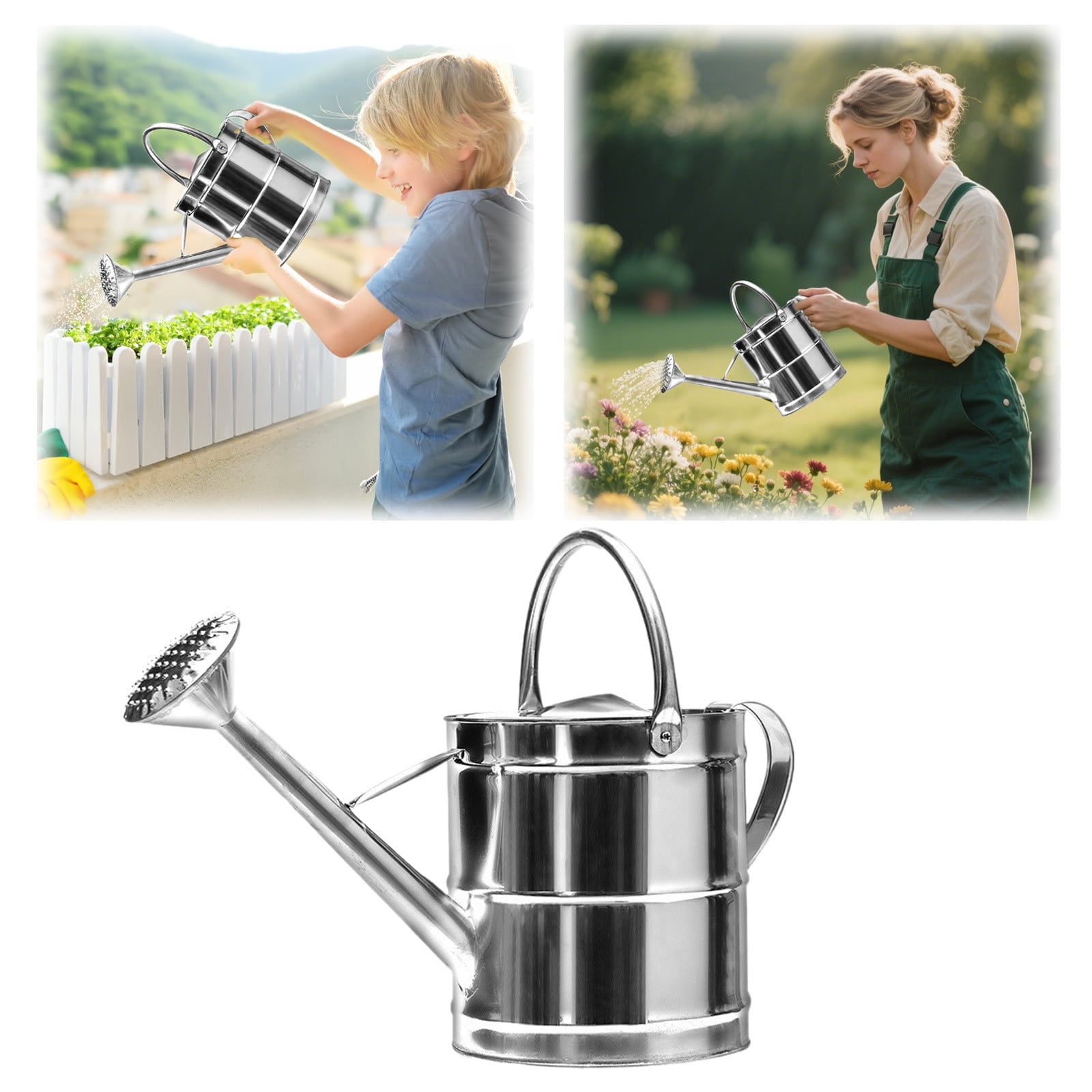 CKB LTD Outdoor Watering Can Metal Galvanised Steel With Brass Rose For Large Small Gardens Flowers And Plants Heavy Duty Rustproof 1.5L