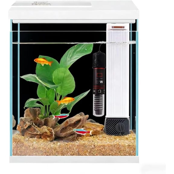 2 Gallon Glass Betta Fish Tank with Heater Filter and Light, Self-Cleaning Small Aquarium Starter Kits