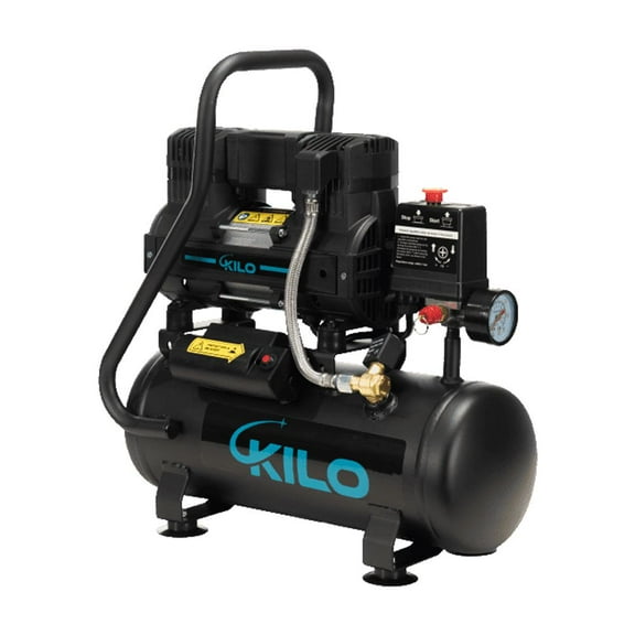 2 Gallon Oil Free Air Compressor, 1.0HP,  Max.115 PSI Pressure, 65dB Ultra Quiet Compressor for Auto Repair, Tire Inflation, Spray Painting, Woodwork Nailing, Black + Silver