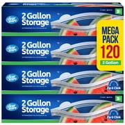 2 Gallon Plastic Storage Bags - Reusable Thick Food Storage Bags - Zero BPA - Resealable Double Zippered Containers for Lunch, Snacks, Meals - 4 Boxes, 120 Count