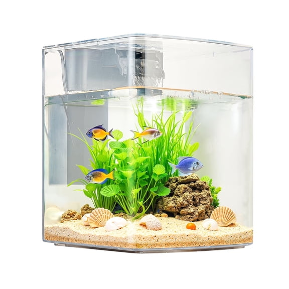 2 Gallon Smart Aquarium Tank with Self-Cleaning System,Adjustable 3-Color LED Lighting for Freshwater or Saltwater Fish,Ideal for Home or Office Use